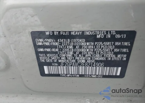 2014 Subaru Xv Crosstrek 2.0I Premium из США, поврежденный, VIN JF2GPAVC2E8214906